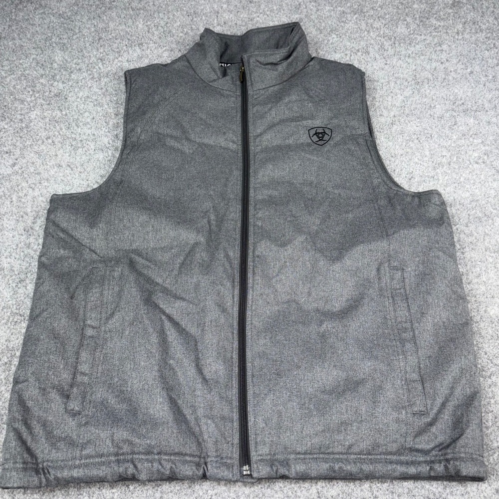 Ariat Softshell Vest Mens XL Gray Insulated Wind Water Resistant Full Zip Westrn